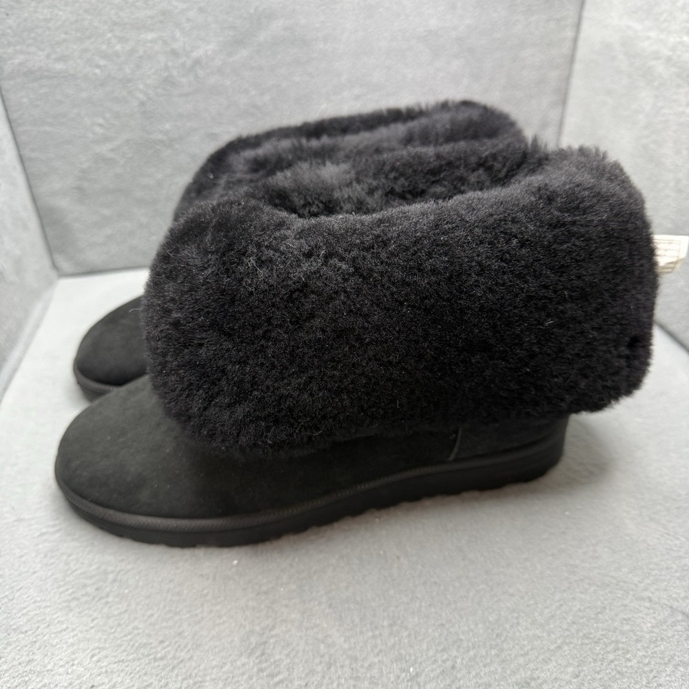 ABEO Manitoba Boots Womens 8 Black Genuine Sheepskin Shearling Foldover
